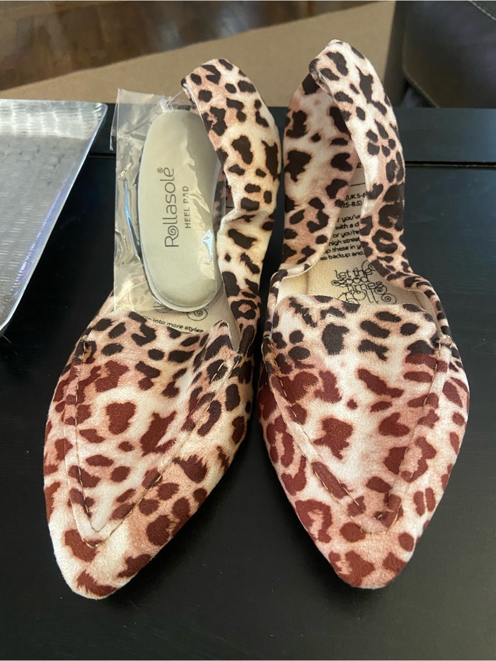 Rollasole Leopard-Print Pointed Slingback Flats - Brown & Black